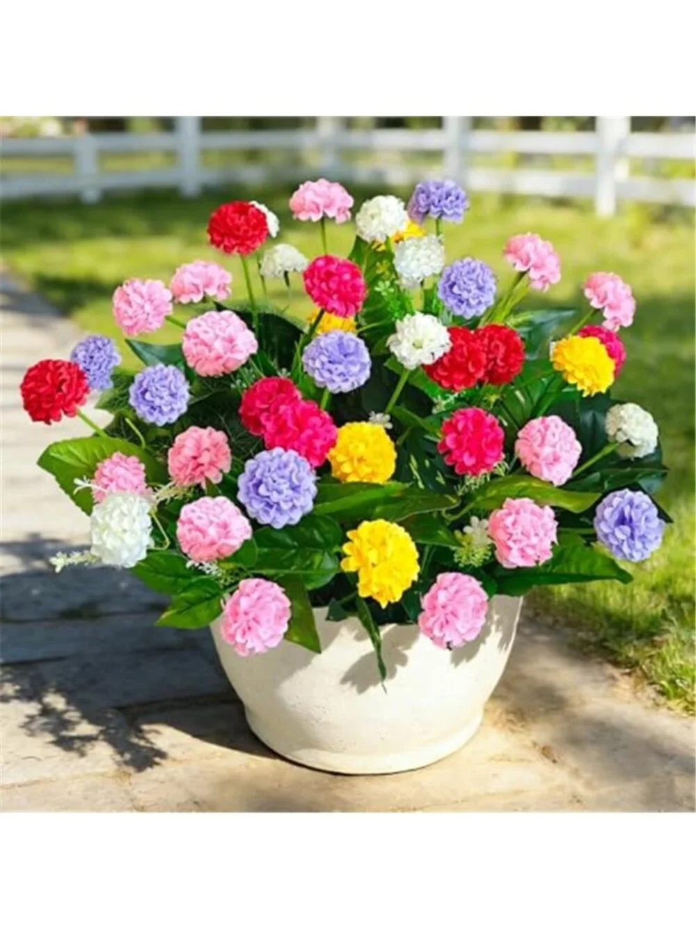 10Pcs Artificial Mums Flowers UV Resistant Outdoor Faux Plants Weatherproof